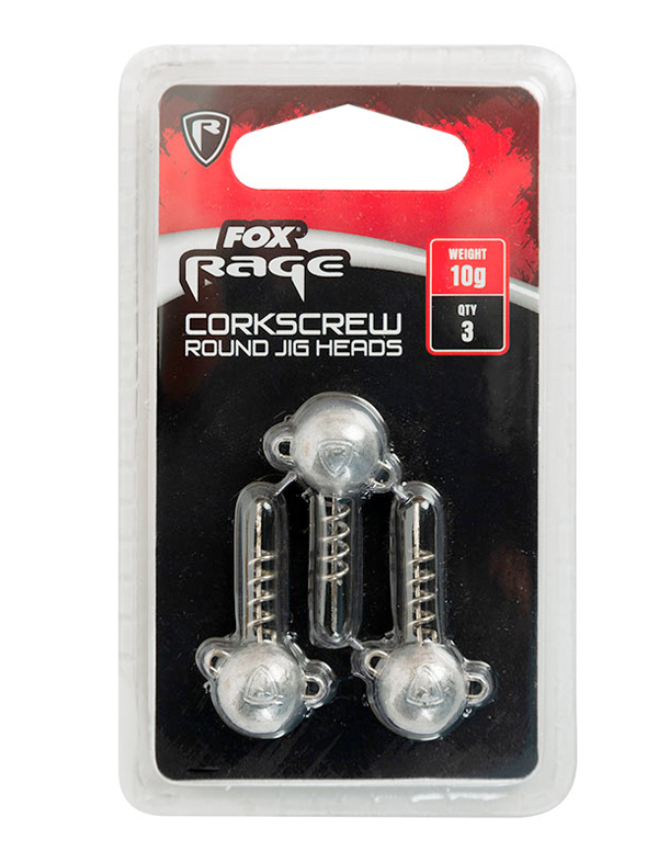 Fox Rage Corkscrew round jig heads, 3 stuks