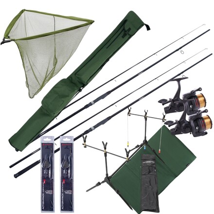 Complete NGT Karper Set met hengels, vrijloopmolens, rodpod, beetmelders en end-tackle!